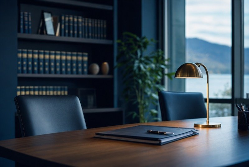 A calm small law office meeting room, ready for clients who found the firm through SEO